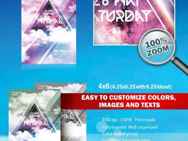 Colorful Geometric Club Party Flyer Template 1