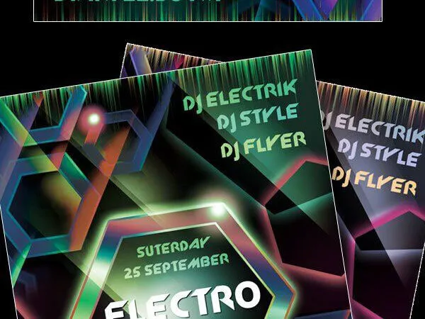 Colorful Geometric Electro Music Party Flyer Template 1
