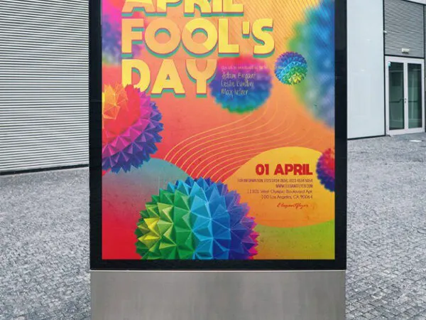 Colorful Geometric Modern April Fools Day Poster Template 1