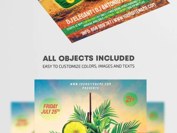 Colorful Glitter Tropical Summer Vibes Flyer Template 1