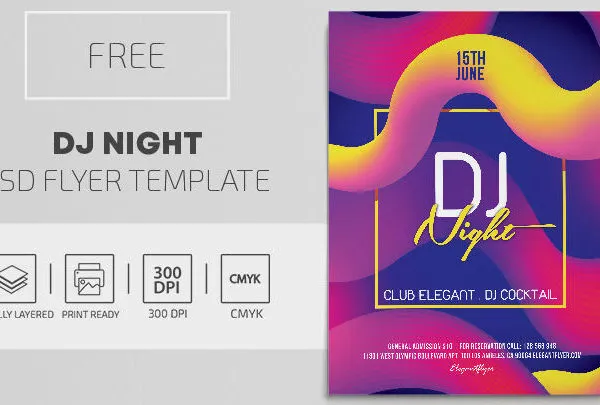 Colorful Gradient DJ Party Flyer Template 1