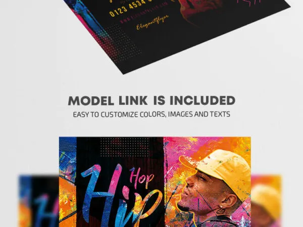 Colorful Grunge Hip Hop Party Flyer Template 1