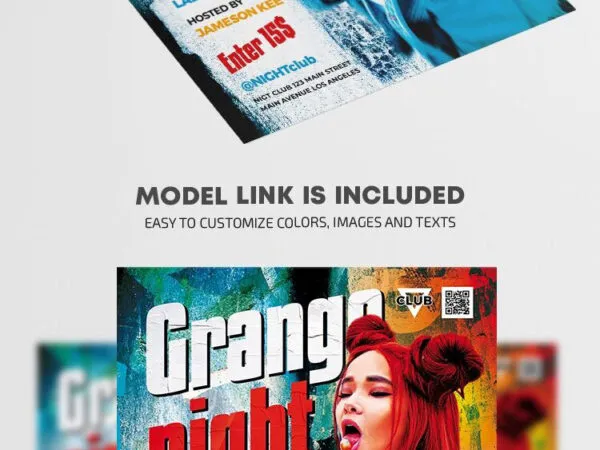 Colorful Grunge Nightclub Party Flyer Template 1