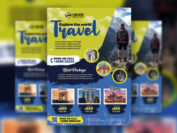 Colorful Holiday Packages Travel Flyer Template 1