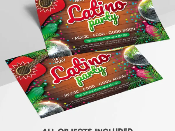 Colorful Illustrated Latino Party Flyer Template 1