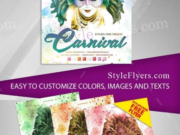 Colorful Mardi Gras Event Facebook Cover and Flyer Template 1
