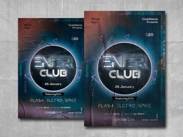 Colorful Modern Club Party Flyer Template 1