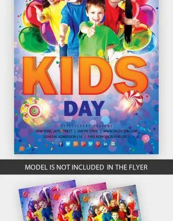 Colorful Modern Kids Day Flyer Template 1