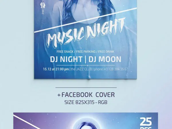 Colorful Music Night Flyer Template Plus a Facebook Cover 1