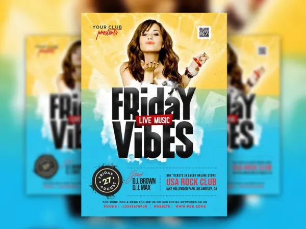 Colorful Nightclub Friday Party Flyer Template 1
