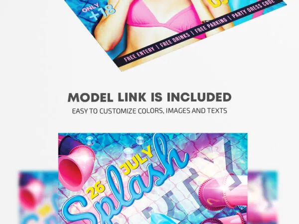 Colorful Pool Party Flyer Template 1