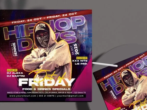 Colorful Sparkly Hip Hop Days Flyer Template 1