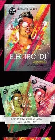 Colorful Splash Electro DJ Flyer Template 1