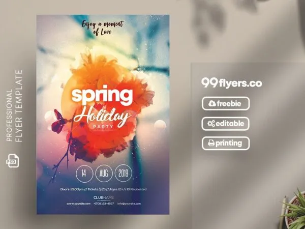 Colorful Spring Party Event Flyer Template 1