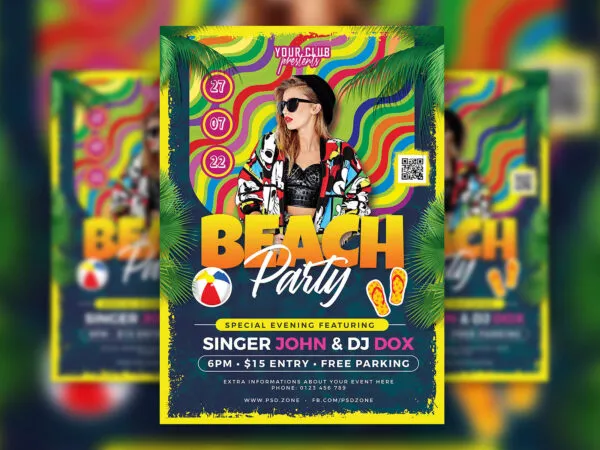 Colorful Summer Beach Party Flyer Template 1
