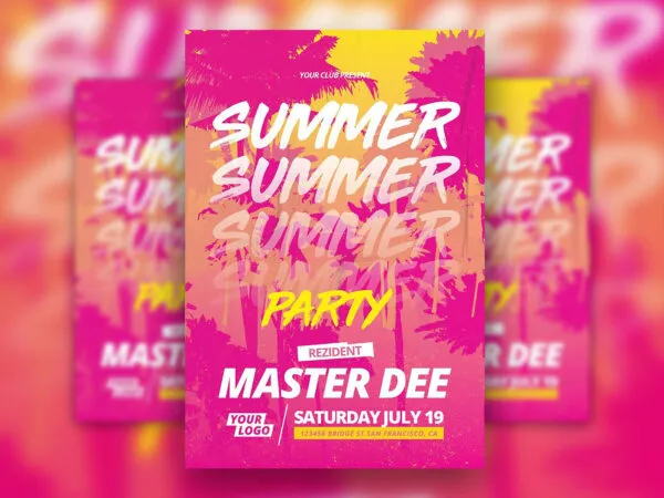 Colorful Summer Club Party Flyer Template 1