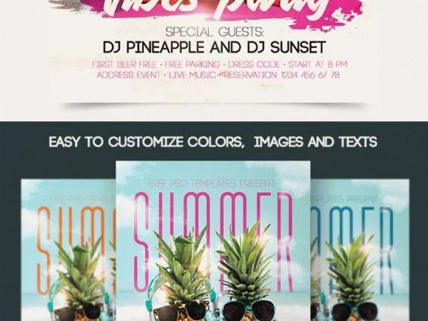 Colorful Summer Party Flyer Template 1