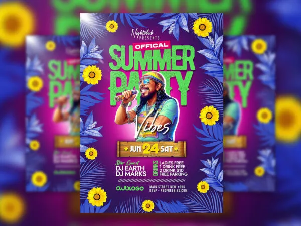 Colorful Summer Party Vibes Flyer Template 1