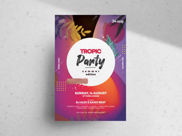 Colorful Summer Tropical Event Flyer Template 1