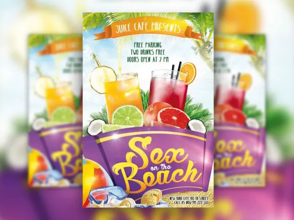 Colorful Tropical Cocktail Night Party Flyer Template 1