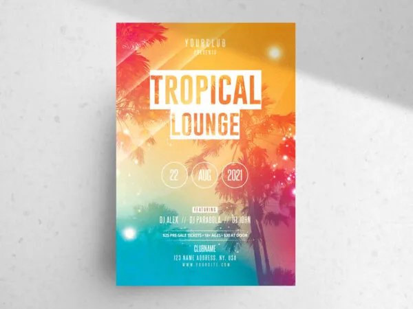 Colorful Tropical Event Invitation Flyer Template 1
