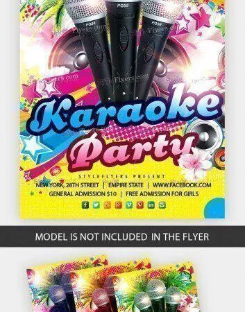 Colorful Tropical Karaoke Flyer Template 1