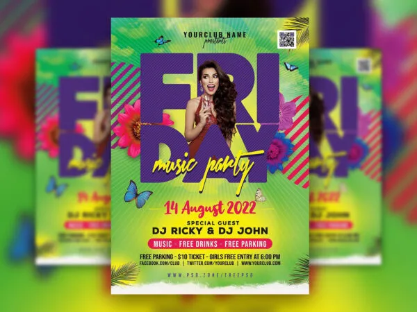 Colorful Tropical Nightclub Party Flyer Template 1