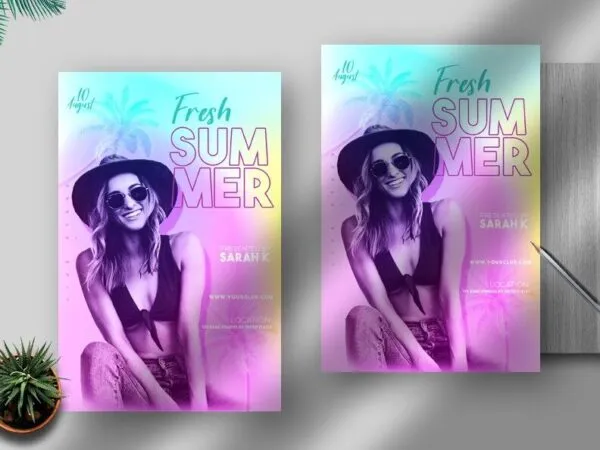 Colorful Tropical Party Flyer Template 1