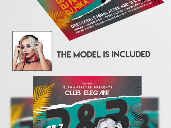 Colorful Tropical RB Party Flyer Template 1
