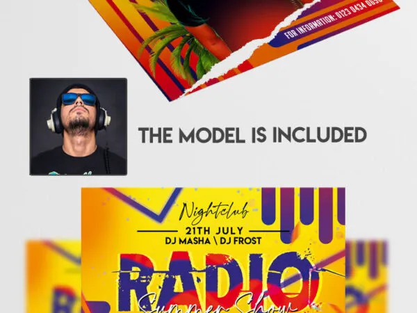 Colorful Tropical Radio Summer Show Flyer Template 1