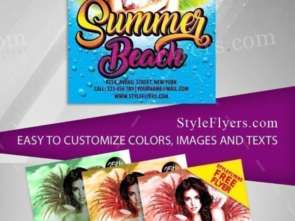 Colorful Tropical Summer Beach Event Flyer Template 1