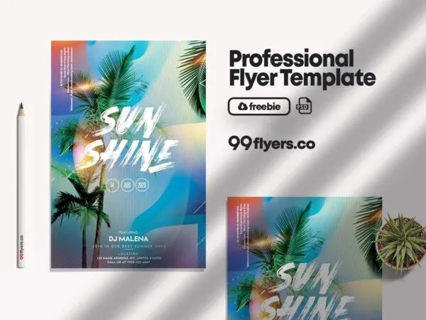 Colorful Tropical Summer EventParty Flyer Template 1