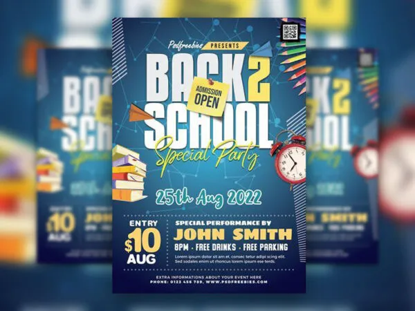 Colorful and Playful Back To School Party Flyer Template 1