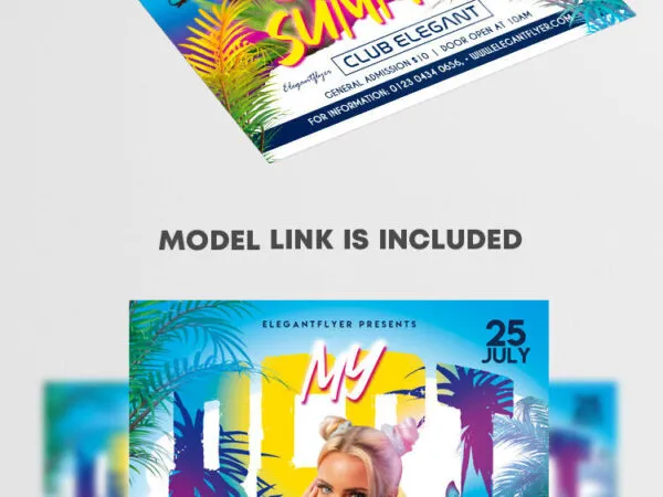 Colorful and Tropical Summer Club Flyer Template 1