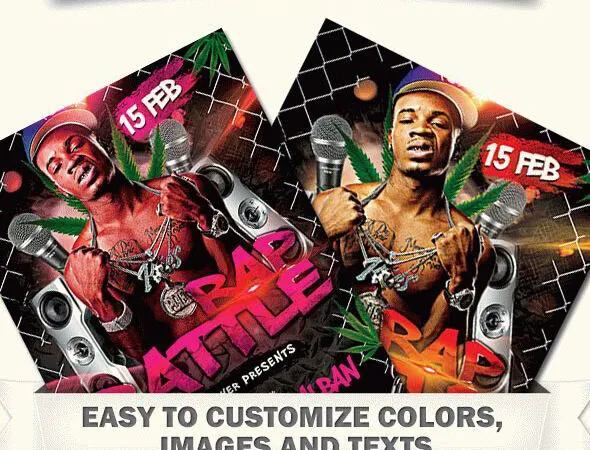 Conceptual Urban Rap Battle Flyer Along with Facebook Cover Templates 1