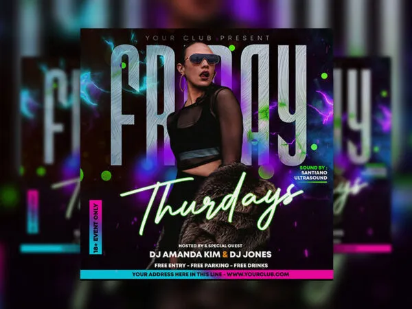 Cool Club Night Party Flyer Instagram Banner Template 1