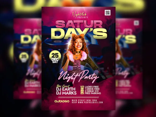 Cool Club Saturday Night Party Flyer Template 1