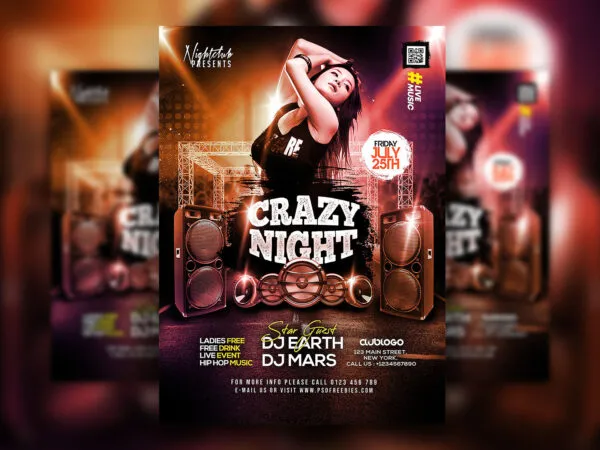 Cool Crazy Night Party Flyer Template 1