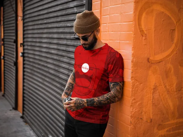 Cool Guy Wearing a Short Sleeve T Shirt Mockup 1
