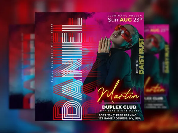 Cool Night Club Event Flyer Instagram Banner Template 1