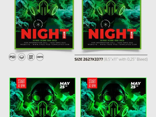 Cool Night Club Party Flyer Instagram Post Template 1