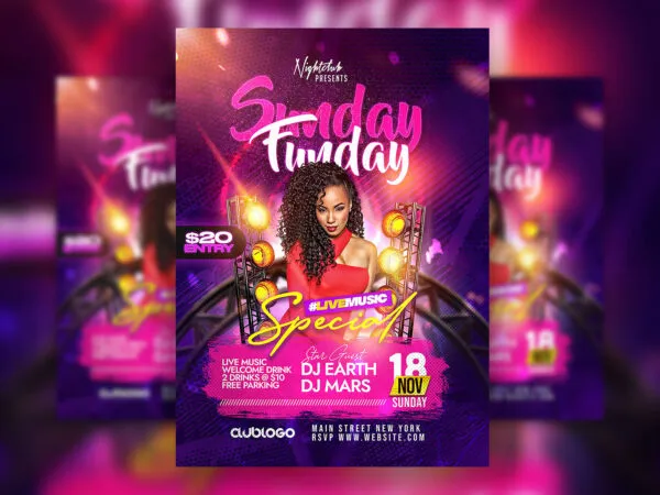 Cool Premium Night Club DJ Party Event Flyer Template 1