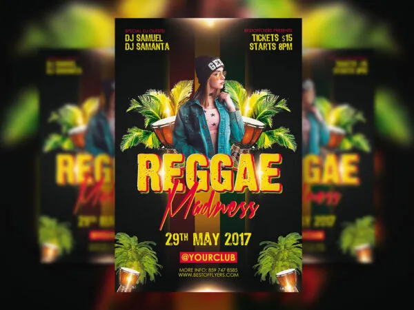 Cool Vibrant Reggae Madness Flyer Template 1