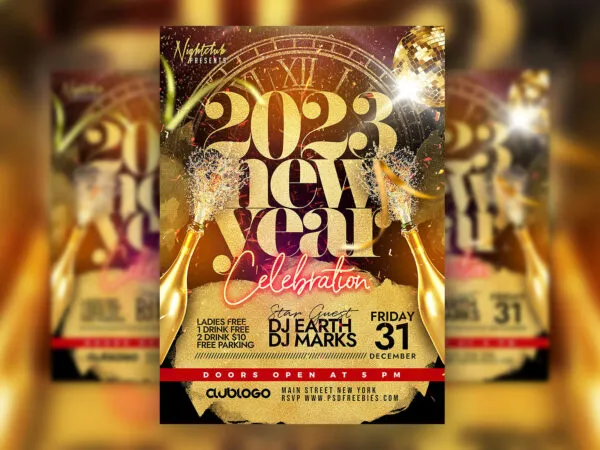 Cool Vivid New Year Club Party Flyer Template 1