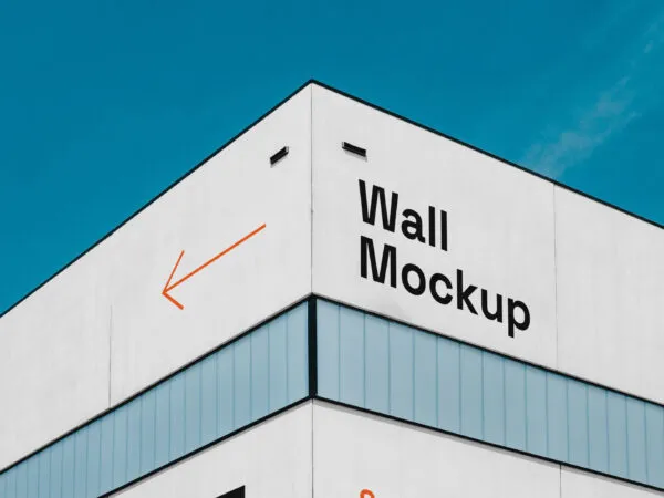 Corner View of Building with White Walls Mockup 1