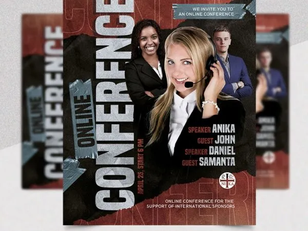 Corporate Classy Online Conference Flyer Template 1