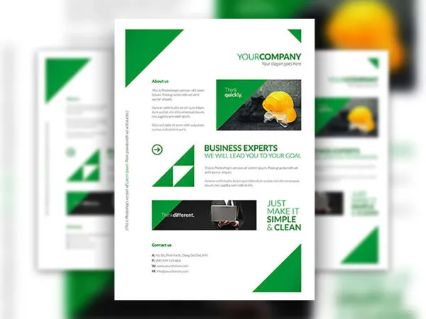 Corporate Flyer Poster Template in Green and White 1