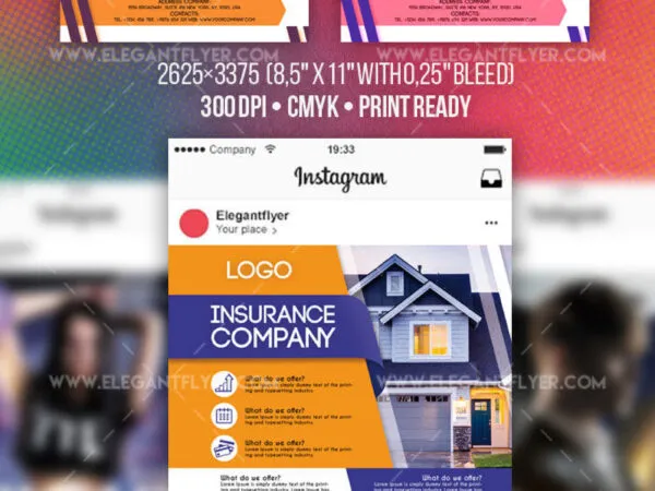 Corporate Photo Insurance Company Flyer Instagram Post and Facebook Cover Templates 1