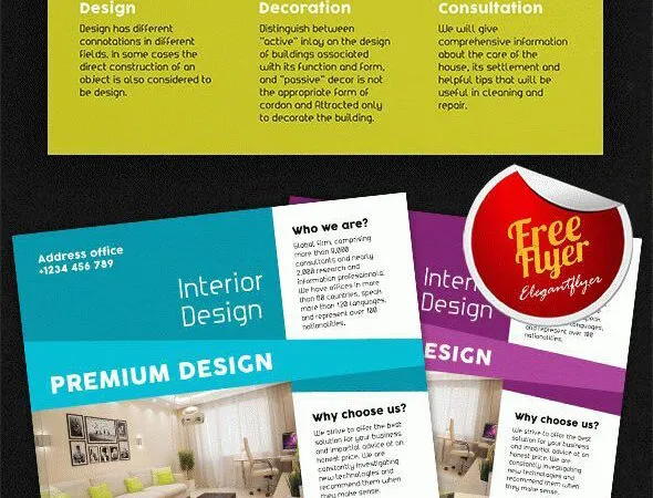 Corporate Photo Interior Design Company Flyer and Facebook Cover Template 1