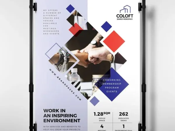 Corporate Trifold Brochure and Poster Templates Featuring Diamond Shaped Pattern 1